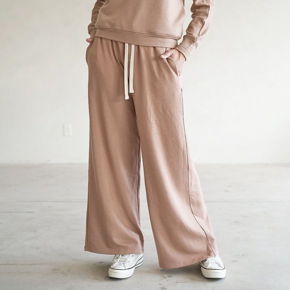 eavolu® Baikal Wide Leg Pant, XS-XL, Eco-Friendly, Color: DESERT SAND